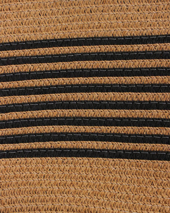 Bamboo Handle Striped Contrast Color Straw Handbag