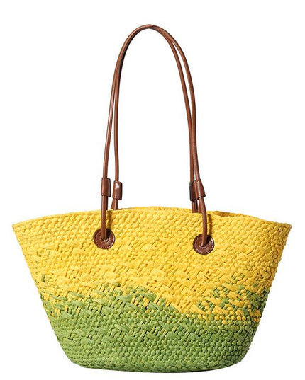 Gradient Colorful Hand-woven Beach Straw Bag