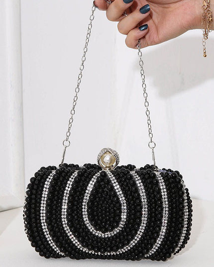 Vintage Ladies Pearl Evening Bag Handmade Beaded Embroidery Bag
