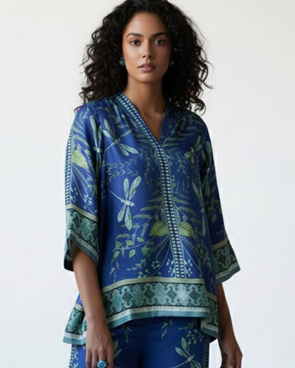 "Tropical Twilight" Leaf Print Two-Piece Set