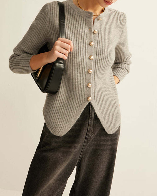 "Heather Grey" Ribbed Knit Cardigan