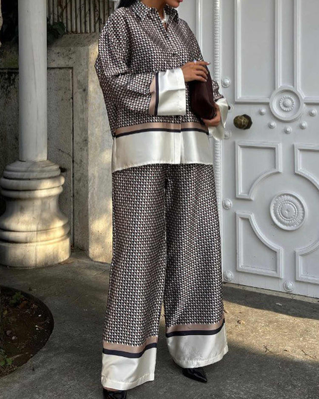 "Monochrome Houndstooth" Satin Set