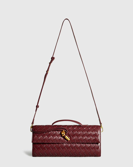 Two Way Woven Flap Clutch Shoulder Bag