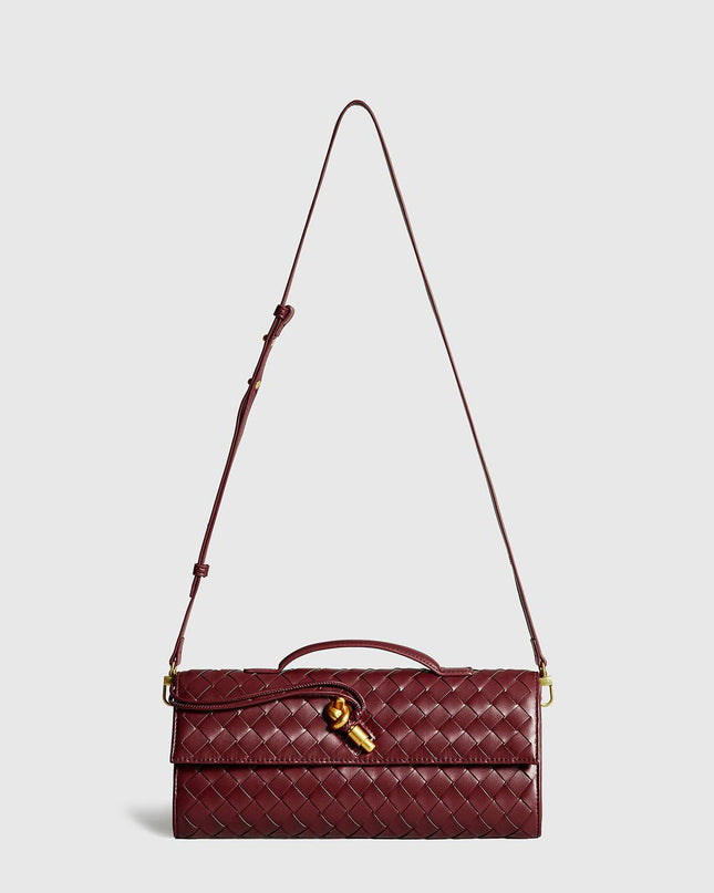 Two Way Woven Flap Clutch Shoulder Bag