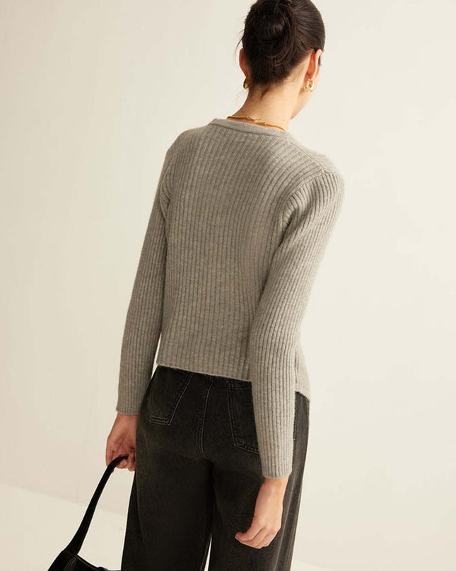 "Heather Grey" Ribbed Knit Cardigan