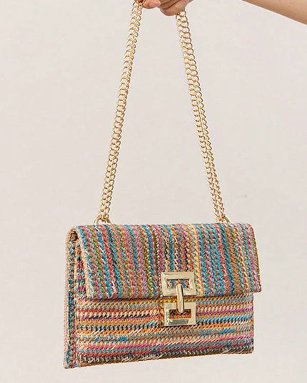 Straw Minimalist Clutch Chain Bag