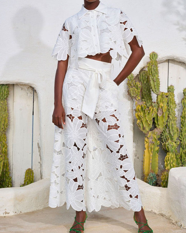 "Bloom Lace" 3D Floral Cutout Two-Piece Set