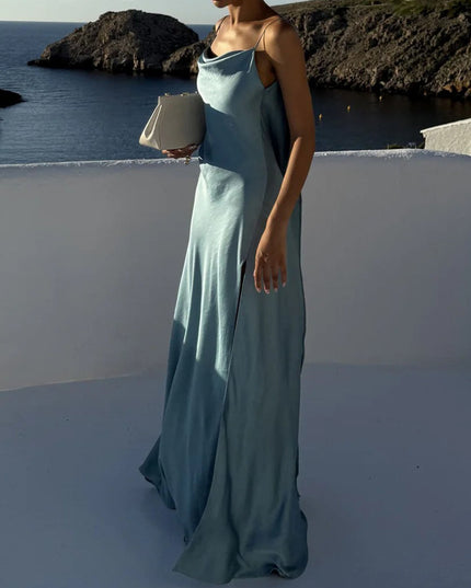 "Ethereal Satin" Cowl Neck Slip Maxi Dress