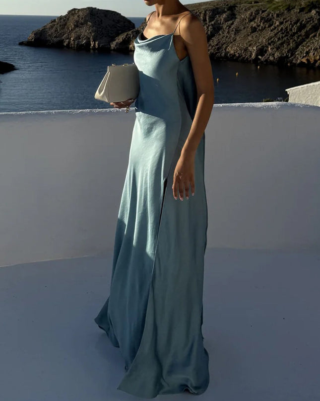 "Ethereal Satin" Cowl Neck Slip Maxi Dress