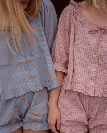 "Gingham Dream" Ruffled Gingham Two-Piece Set