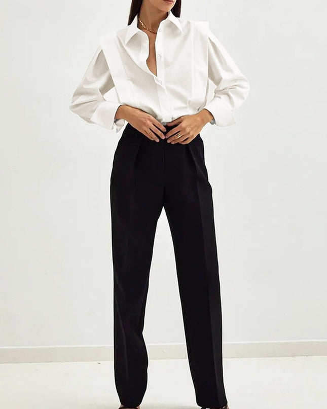 Oversized Shoulder Panel Button-Down Shirt