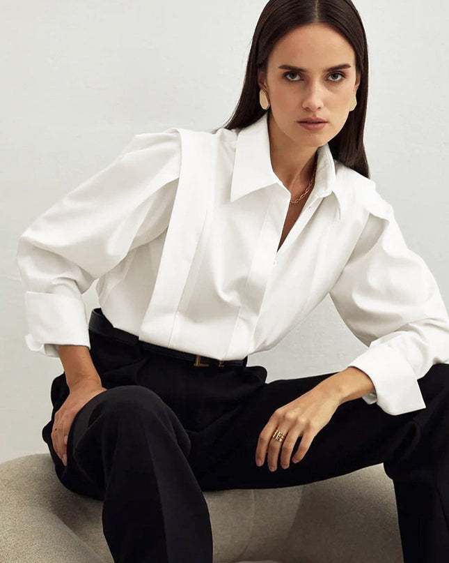 Oversized Shoulder Panel Button-Down Shirt