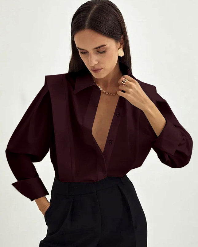Oversized Shoulder Panel Button-Down Shirt