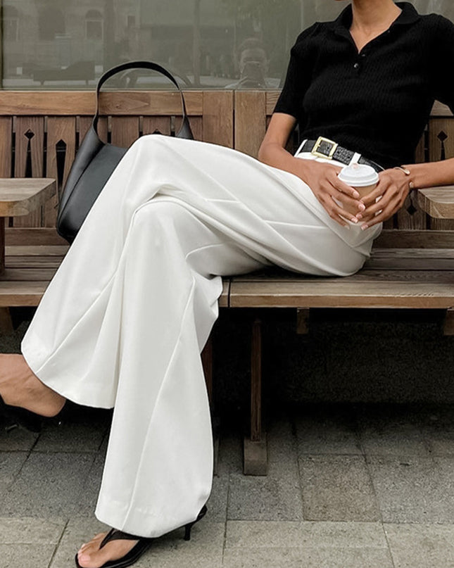 High-Waisted Wide-Leg Trousers