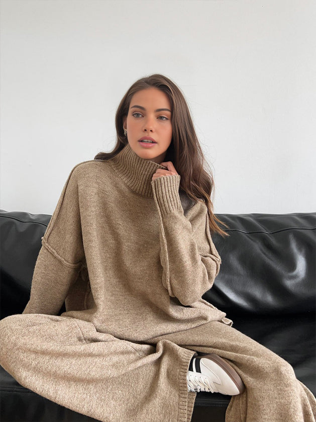 "Cozy Knit" Turtleneck Sweater & Wide-Leg Pants Set