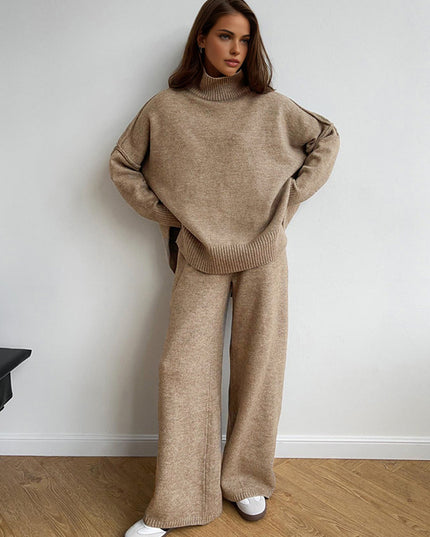 "Cozy Knit" Turtleneck Sweater & Wide-Leg Pants Set