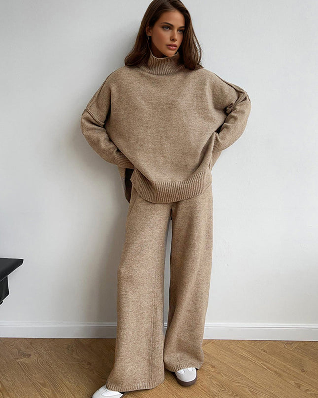 "Cozy Knit" Turtleneck Sweater & Wide-Leg Pants Set