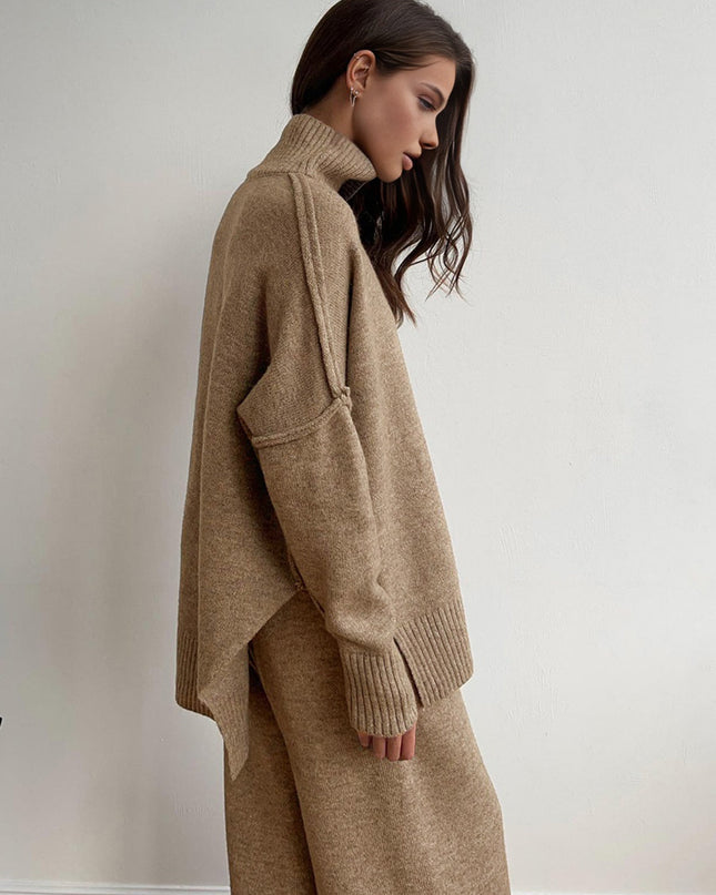 "Cozy Knit" Turtleneck Sweater & Wide-Leg Pants Set