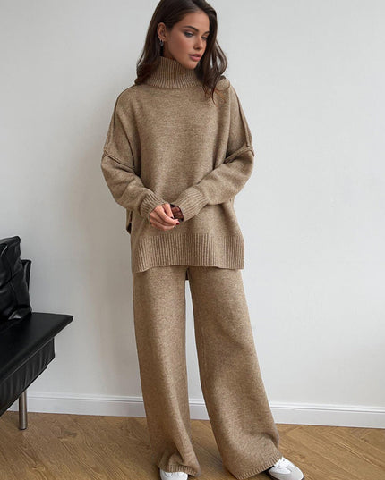 "Cozy Knit" Turtleneck Sweater & Wide-Leg Pants Set