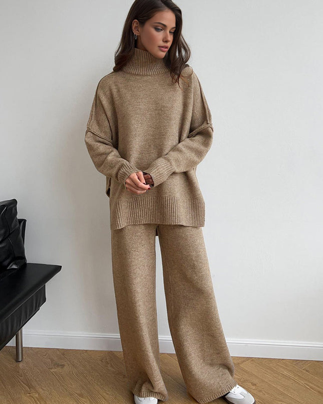 "Cozy Knit" Turtleneck Sweater & Wide-Leg Pants Set
