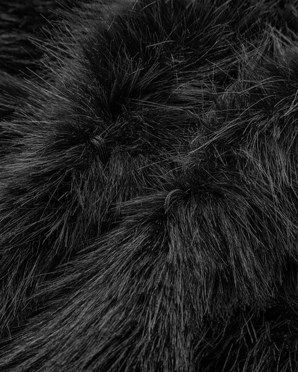 "Midnight Noir" Black Cropped Faux Fur Jacket