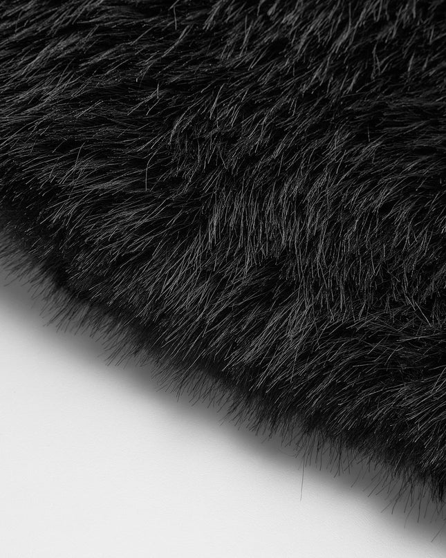 "Midnight Noir" Black Cropped Faux Fur Jacket