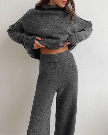"Cozy Knit" Turtleneck Sweater & Wide-Leg Pants Set