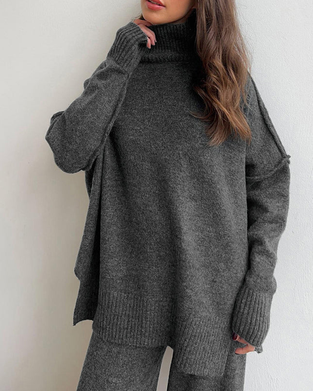 "Cozy Knit" Turtleneck Sweater & Wide-Leg Pants Set