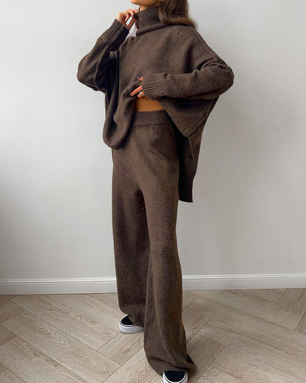 "Cozy Knit" Turtleneck Sweater & Wide-Leg Pants Set