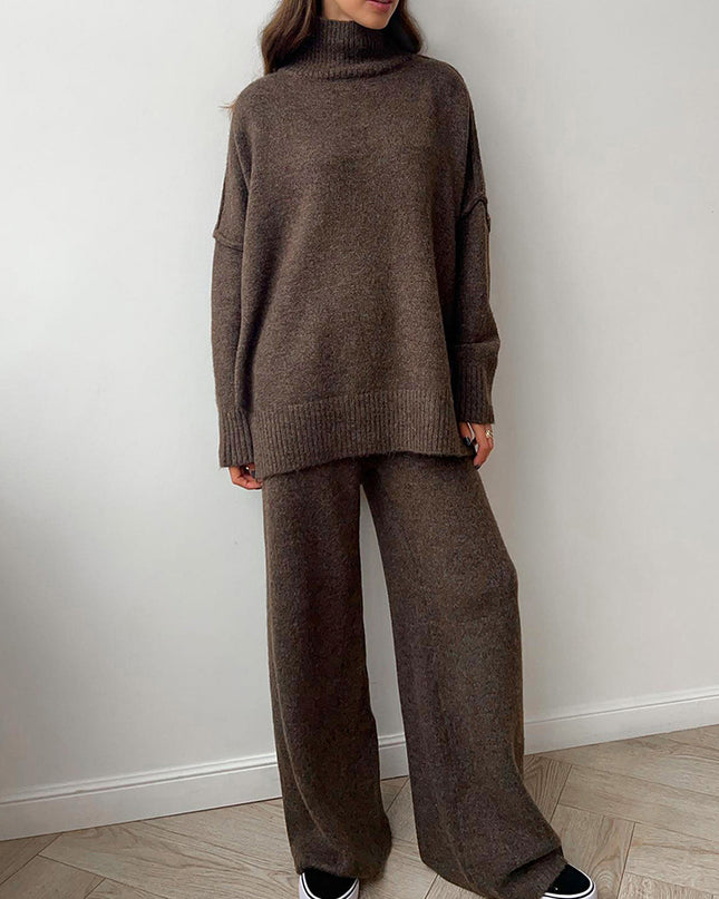 "Cozy Knit" Turtleneck Sweater & Wide-Leg Pants Set