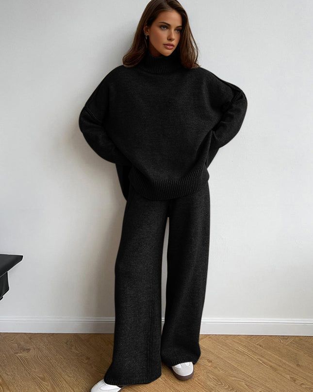"Cozy Knit" Turtleneck Sweater & Wide-Leg Pants Set