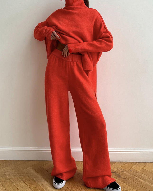 "Cozy Knit" Turtleneck Sweater & Wide-Leg Pants Set