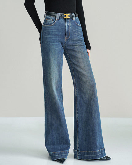 Dark Wash High-Waisted Wide-Leg Jeans