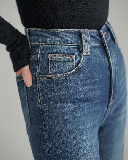 Dark Wash High-Waisted Wide-Leg Jeans