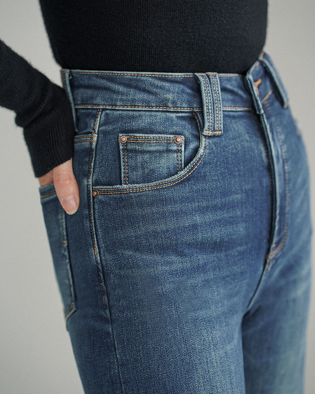 Dark Wash High-Waisted Wide-Leg Jeans
