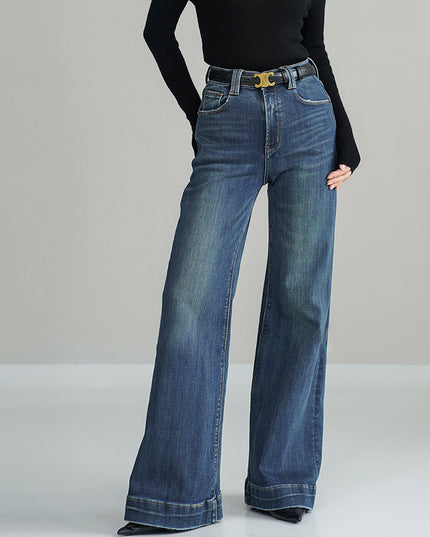 Dark Wash High-Waisted Wide-Leg Jeans