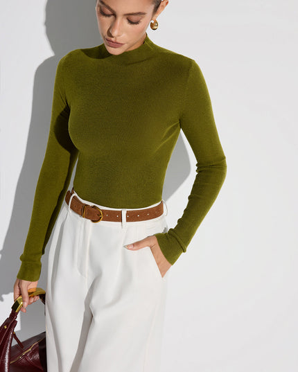 Slim-Fit Mock Neck Knit Top