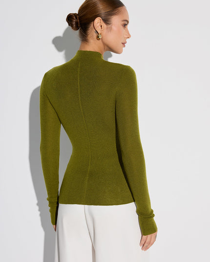 Slim-Fit Mock Neck Knit Top