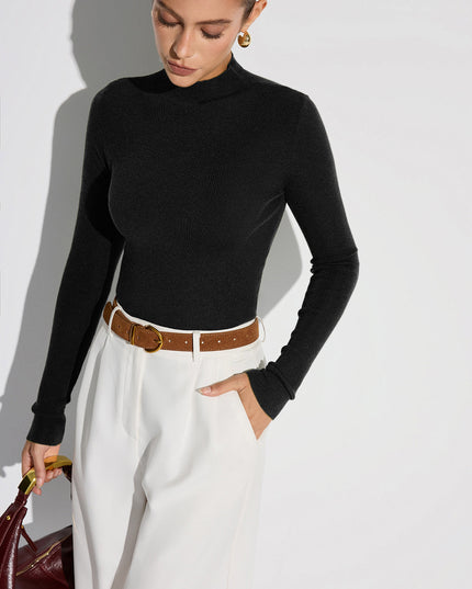 Slim-Fit Mock Neck Knit Top