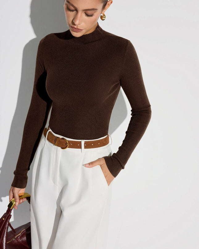 Slim-Fit Mock Neck Knit Top