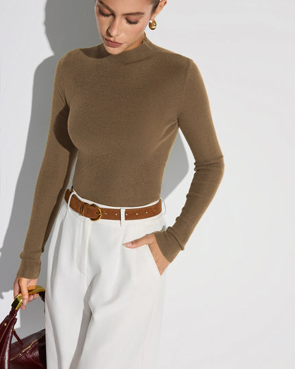 Slim-Fit Mock Neck Knit Top