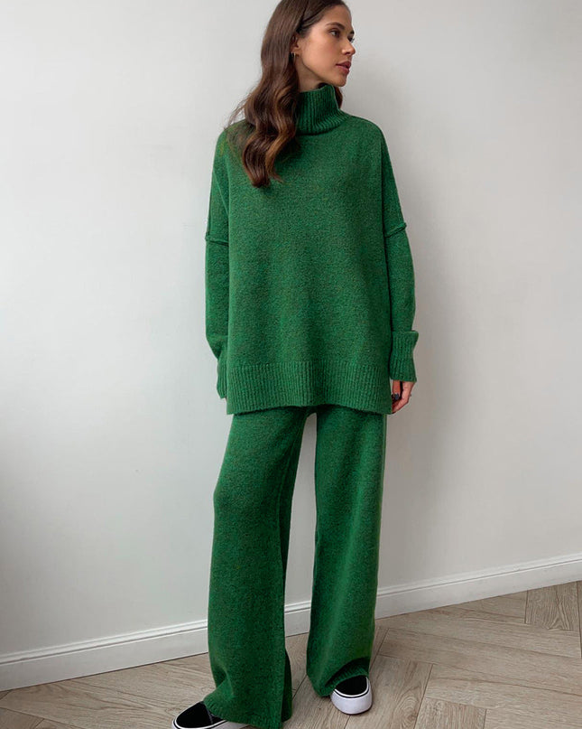 "Cozy Knit" Turtleneck Sweater & Wide-Leg Pants Set