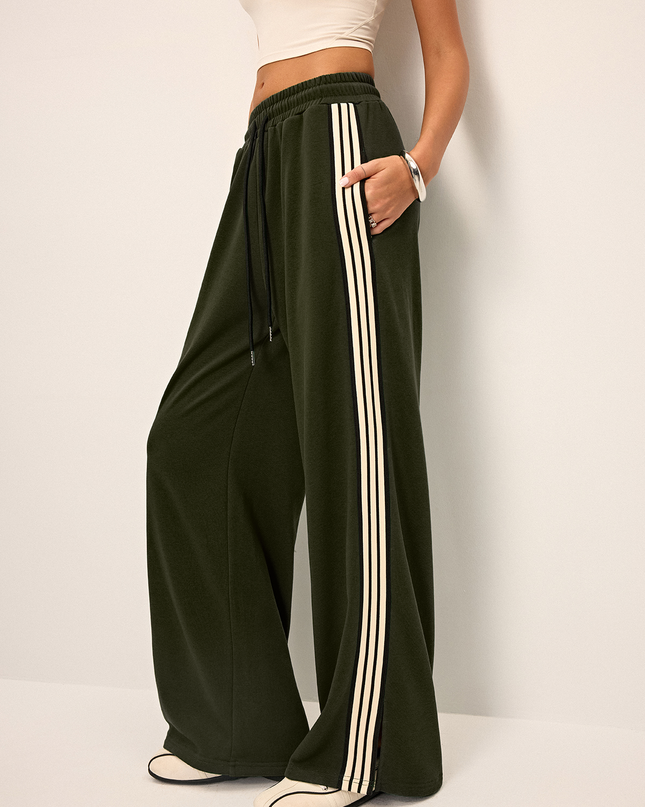 Side Stripe Wide-Leg Sweatpants