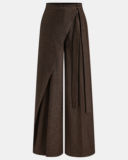 Asymmetric Wrap Wide-Leg Pants