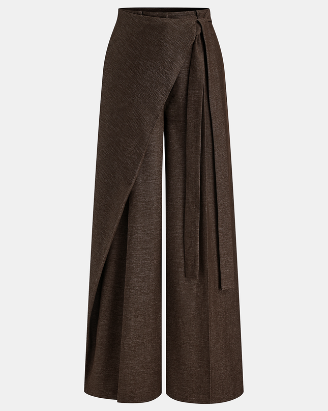 Asymmetric Wrap Wide-Leg Pants