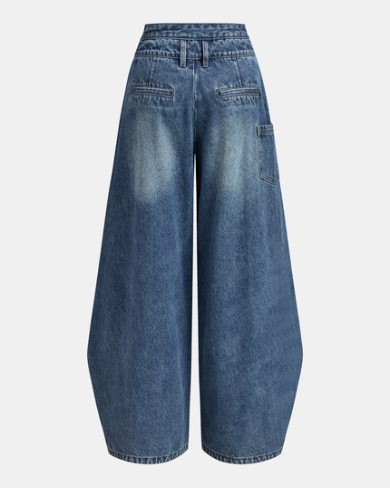 "Deconstructed Wrap" Wrap-Front Balloon Jeans