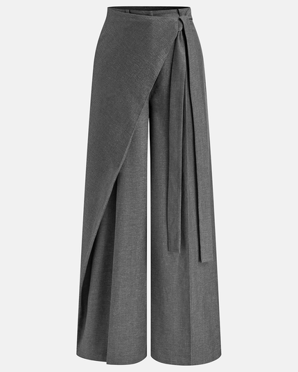 Asymmetric Wrap Wide-Leg Pants