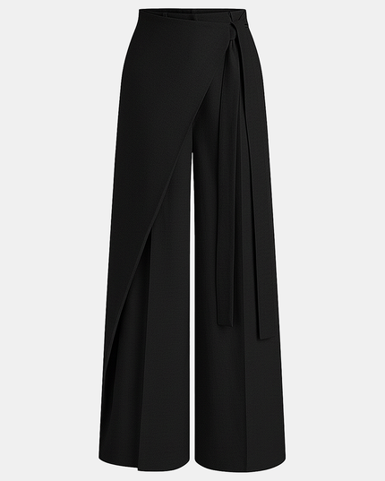 Asymmetric Wrap Wide-Leg Pants