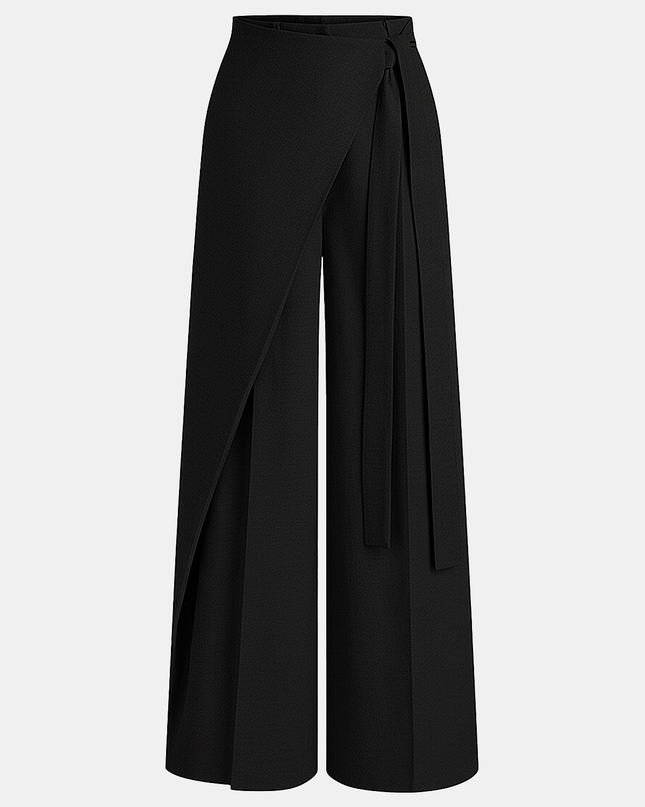 Asymmetric Wrap Wide-Leg Pants