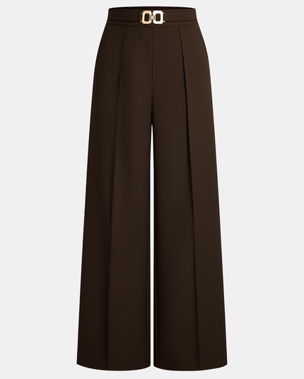 "Gold Buckle" High-Waisted Wide-Leg Trousers